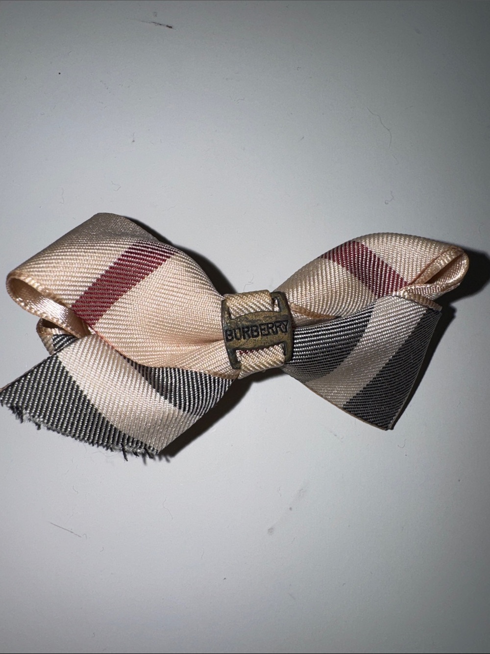 Burberry Classic Check Ribbon Bow Hair Clip in Beige and Black